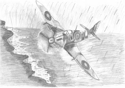 Letadlo u moře - bouře