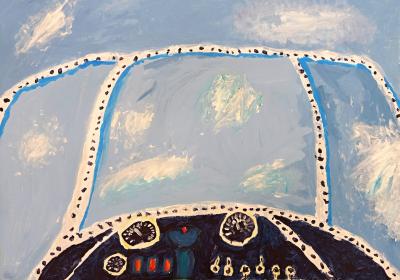Výhled z pilotovy kabiny